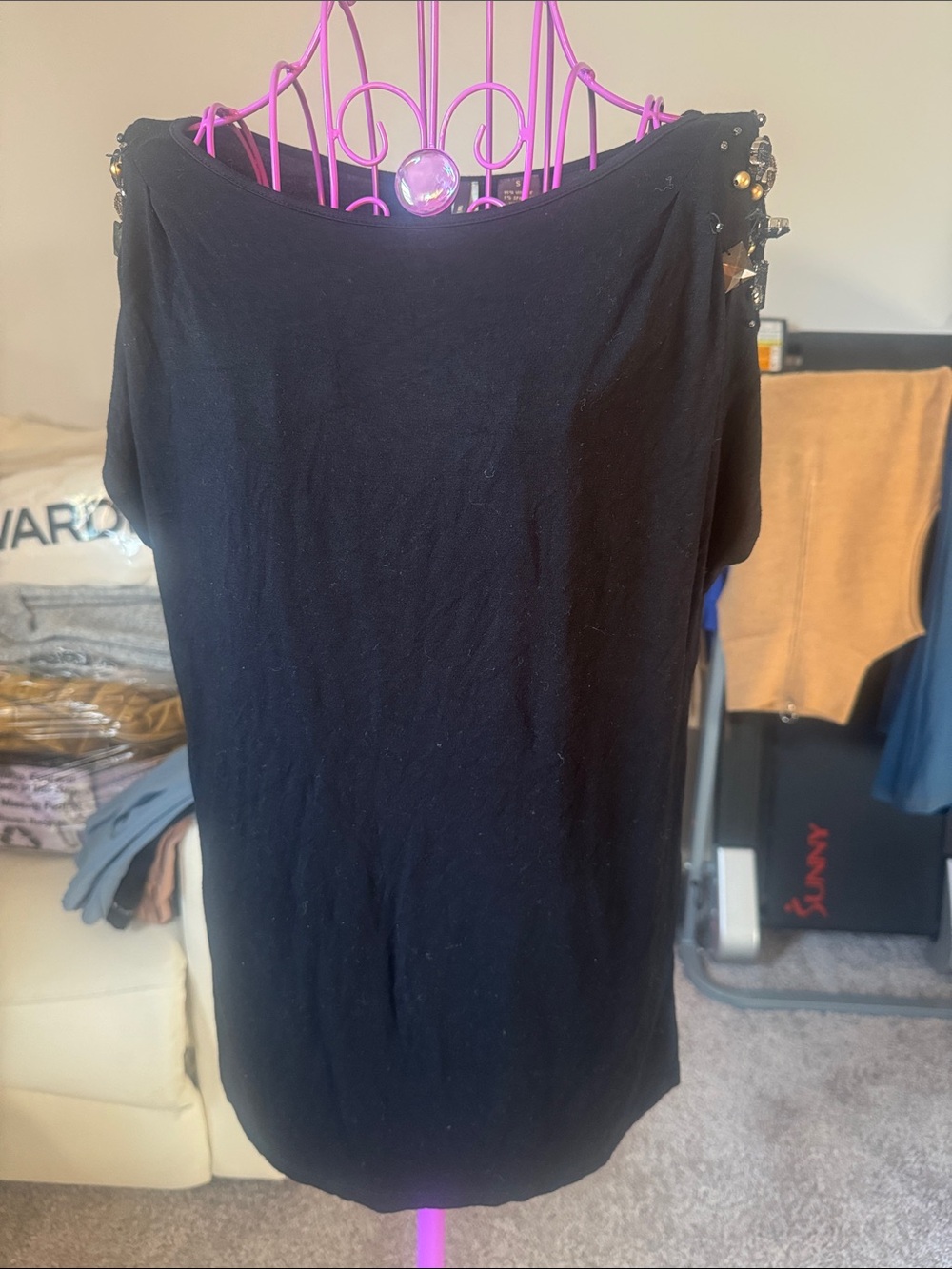 Wilster Stud-Detail Black Short Sleeve Women's Top